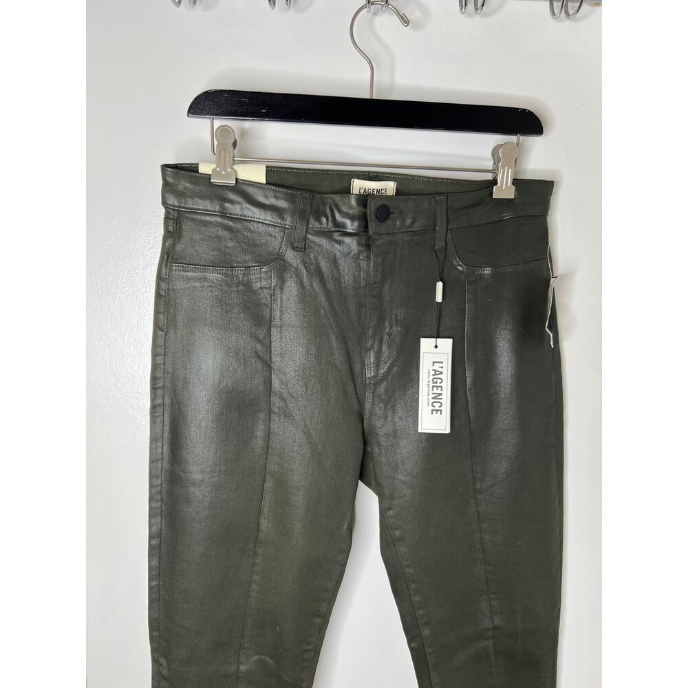 L'Agence Women's Jyothi High Rise Split Ankle Army Coated Jeans NEW ~ Size 32 - Picture 2 of 9